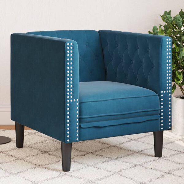Fauteuil Chesterfield en velours - Modèle Georges