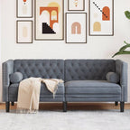 Canapé Chesterfield avec traversins en velours - Modèle Charles