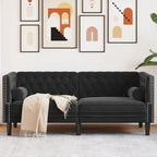 Canapé Chesterfield avec traversins en velours - Modèle Charles