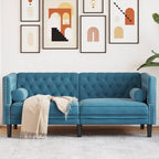 Canapé Chesterfield avec traversins en velours - Modèle Charles