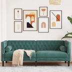 Canapé Chesterfield avec traversins en velours - Modèle Charles