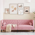 Canapé Chesterfield avec traversins en velours - Modèle Charles