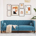 Canapé Chesterfield avec traversins en velours - Modèle Charles