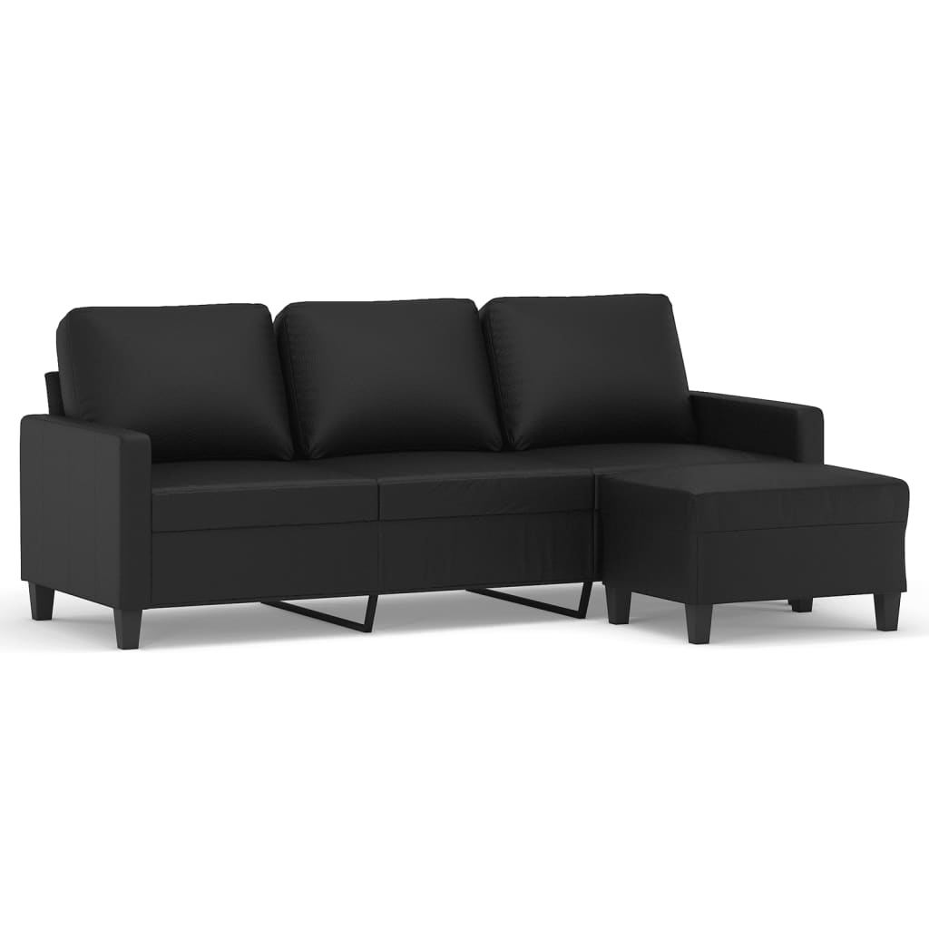 Canapé moderne avec repose-pieds en similicuir - Modèle Néo
