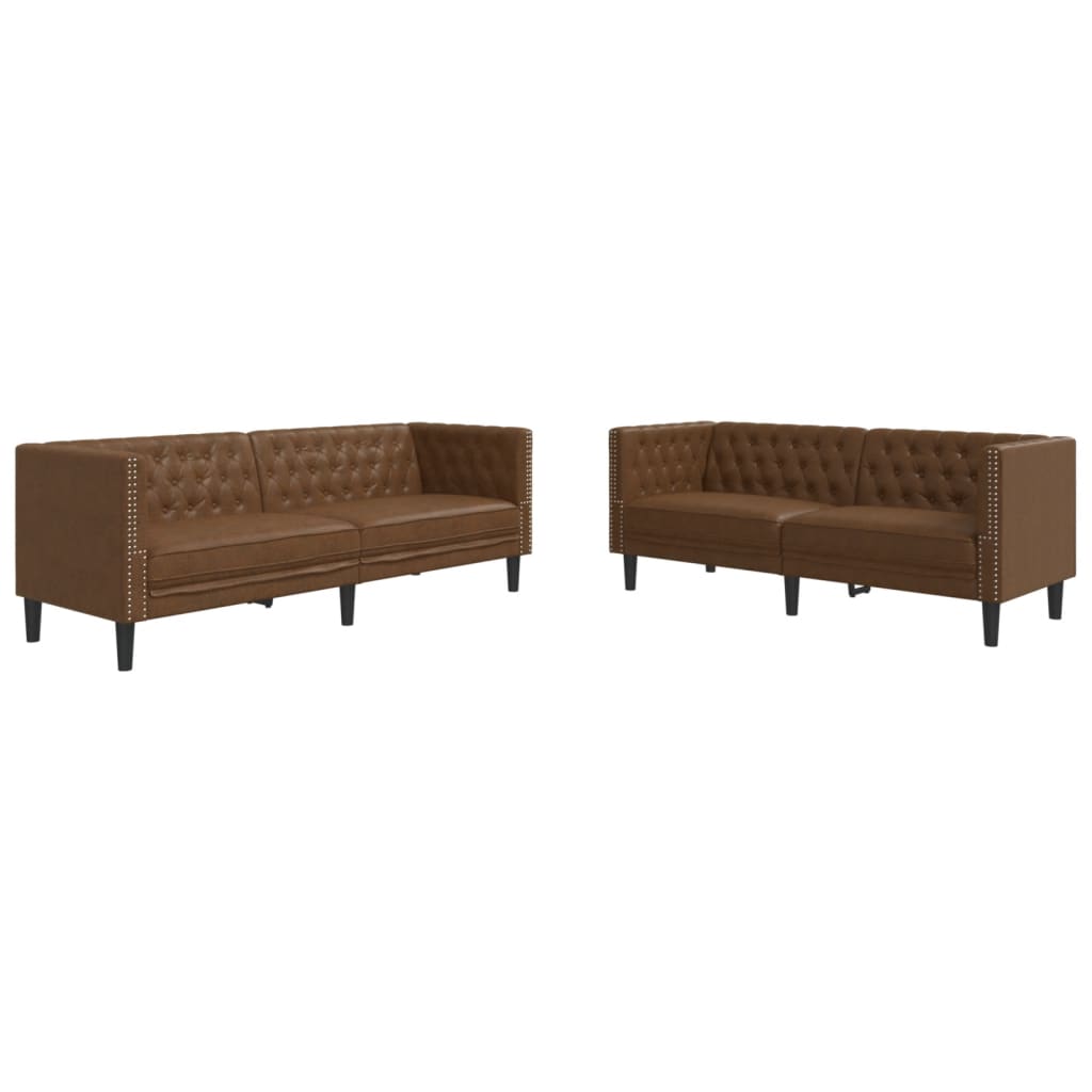 Ensemble de canapé Chesterfield en similicuir - Modèle Arthur