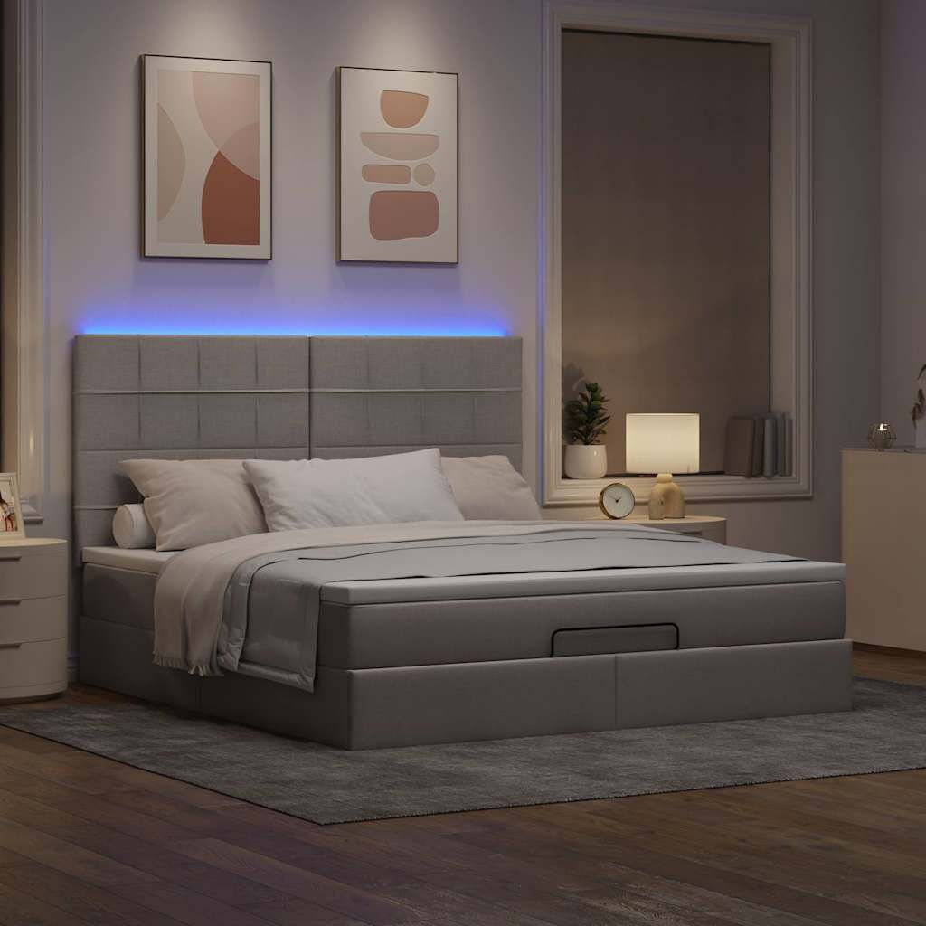 Lit coffre ottoman avec matelas - surmatelas - tête de lit XL - Modèle Eléonore