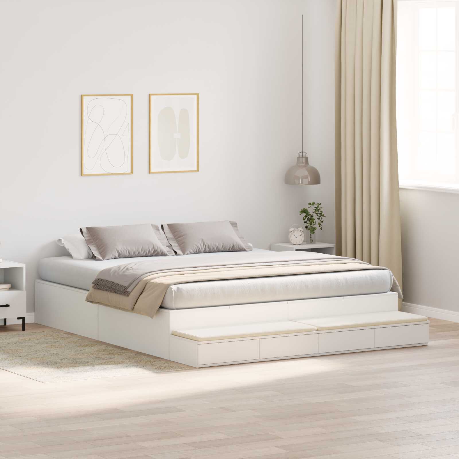 Lit coffre en bois avec rangement - matelas inclus - Modèle Naya