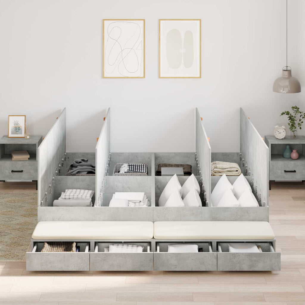 Lit coffre en bois avec rangement - matelas inclus - Modèle Naya