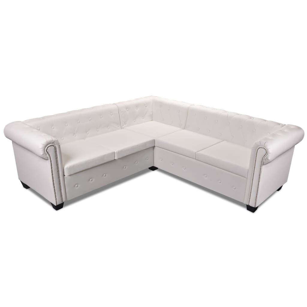 Canapé d'angle Chesterfield en similicuir - Modèle Clément