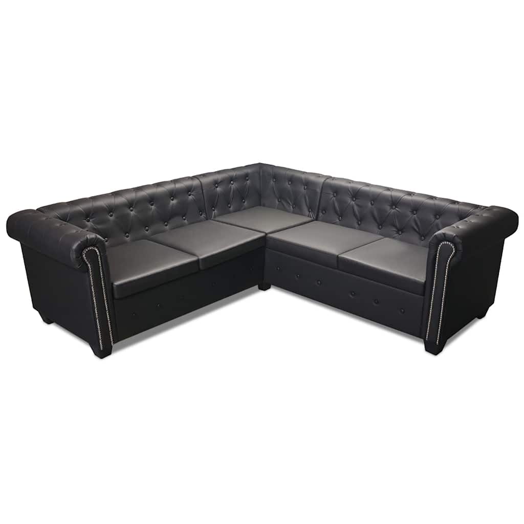 Canapé d'angle Chesterfield en similicuir - Modèle Clément