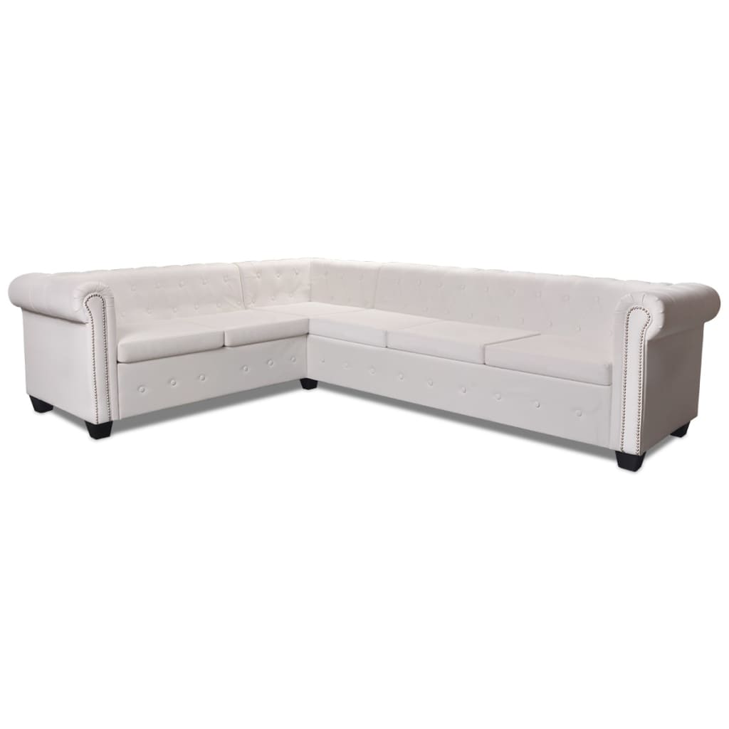 Canapé d'angle Chesterfield en similicuir - Modèle Clément