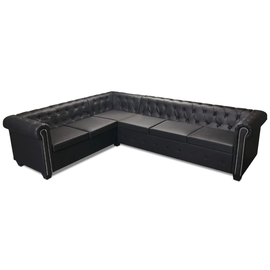 Canapé d'angle Chesterfield en similicuir - Modèle Clément
