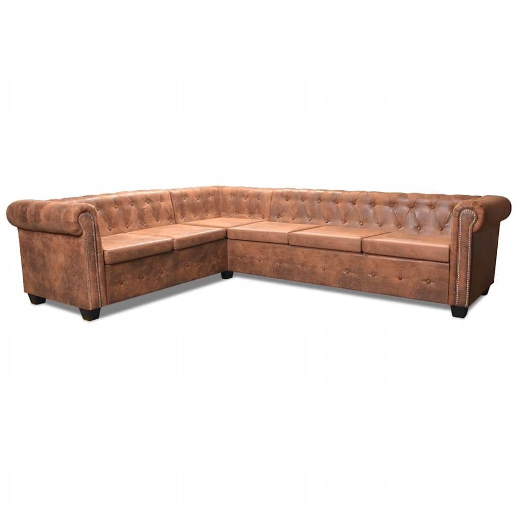 Canapé d'angle Chesterfield en similicuir - Modèle Clément