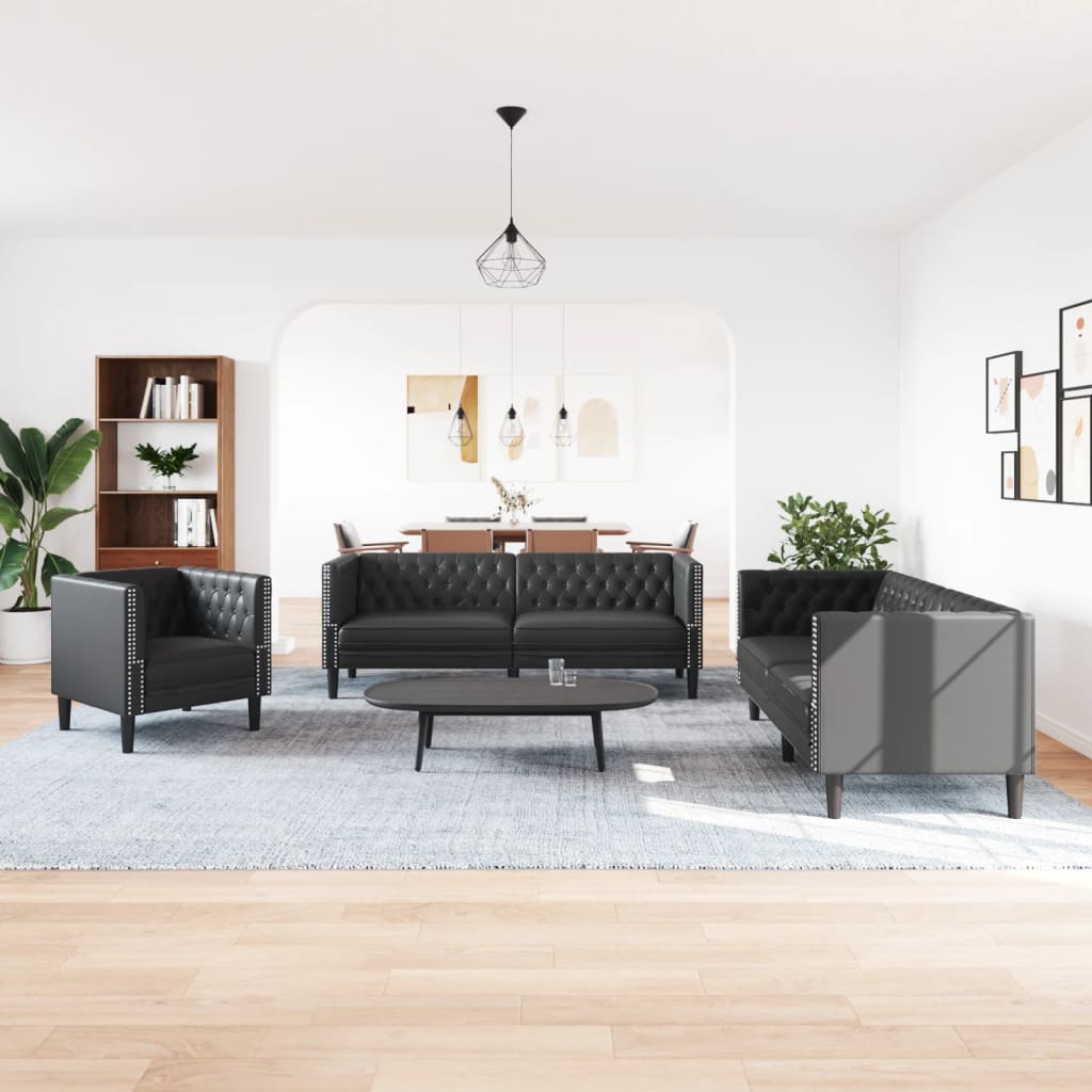 Ensemble de canapé Chesterfield en similicuir - Modèle Arthur