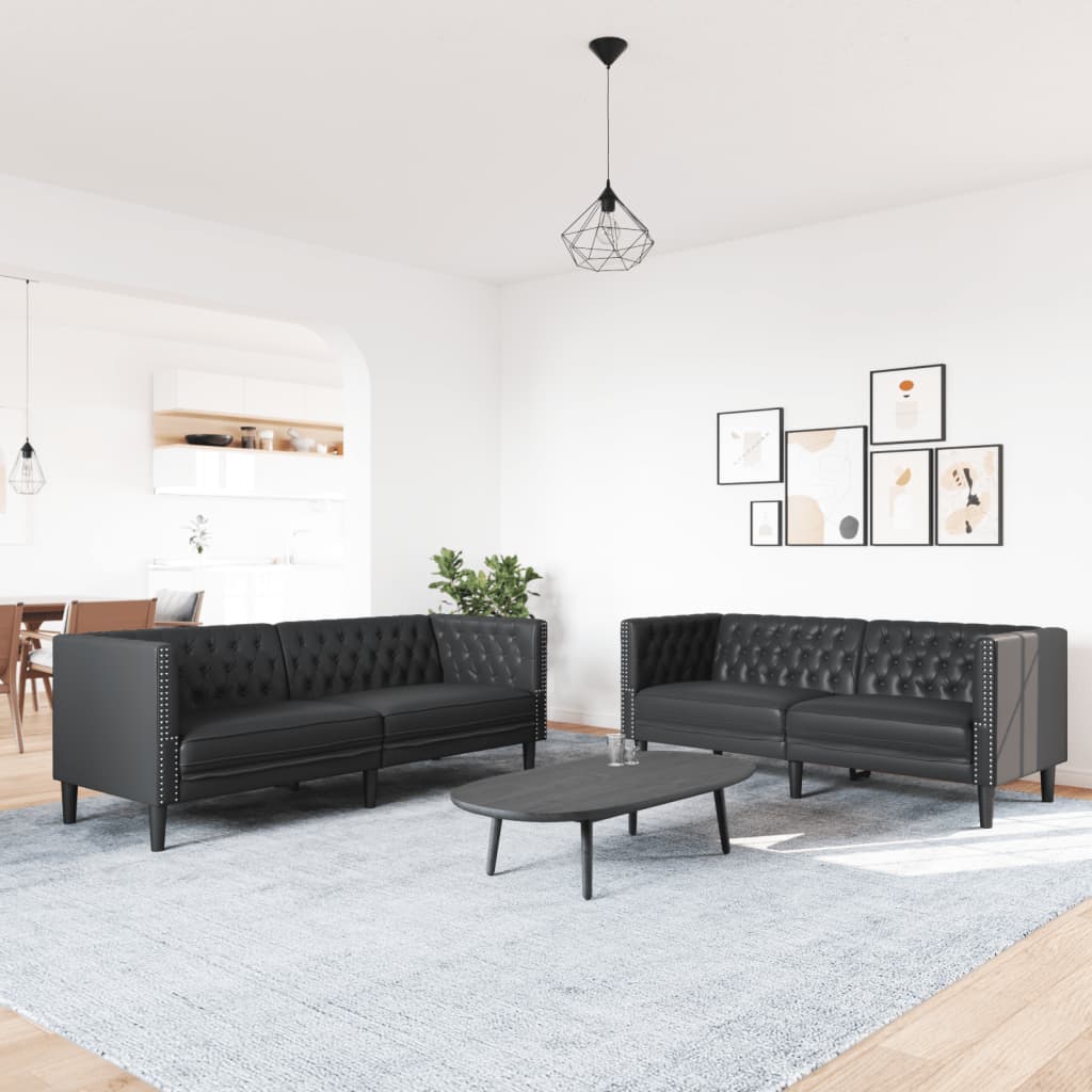 Ensemble de canapé Chesterfield en similicuir - Modèle Arthur
