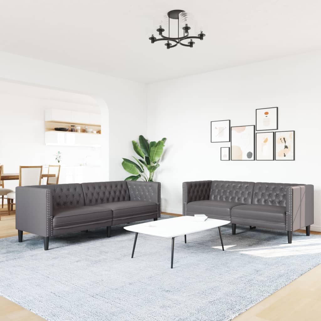Ensemble de canapé Chesterfield en similicuir - Modèle Arthur