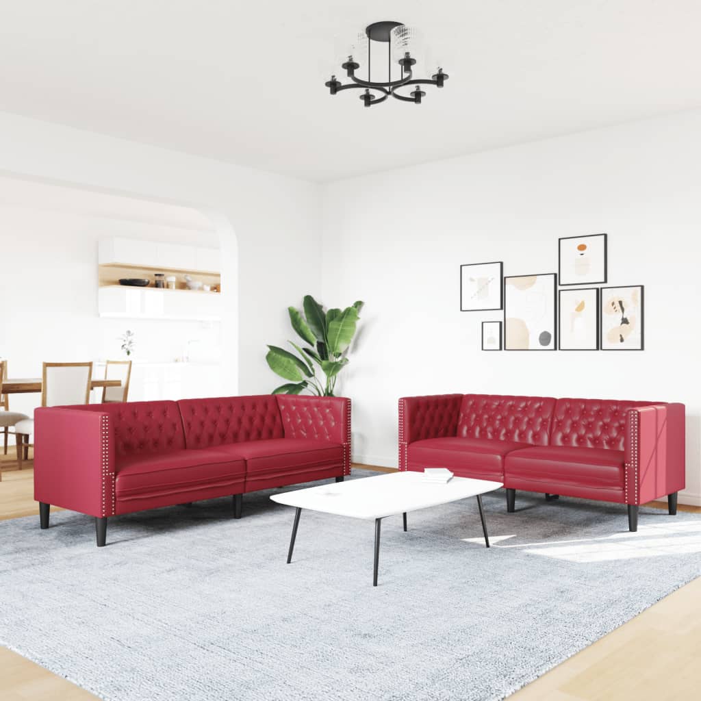 Ensemble de canapé Chesterfield en similicuir - Modèle Arthur