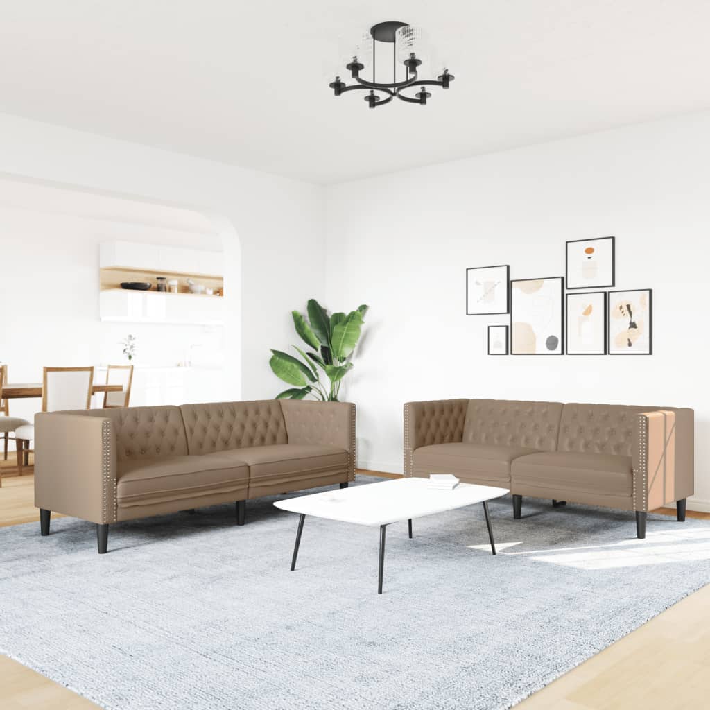 Ensemble de canapé Chesterfield en similicuir - Modèle Arthur