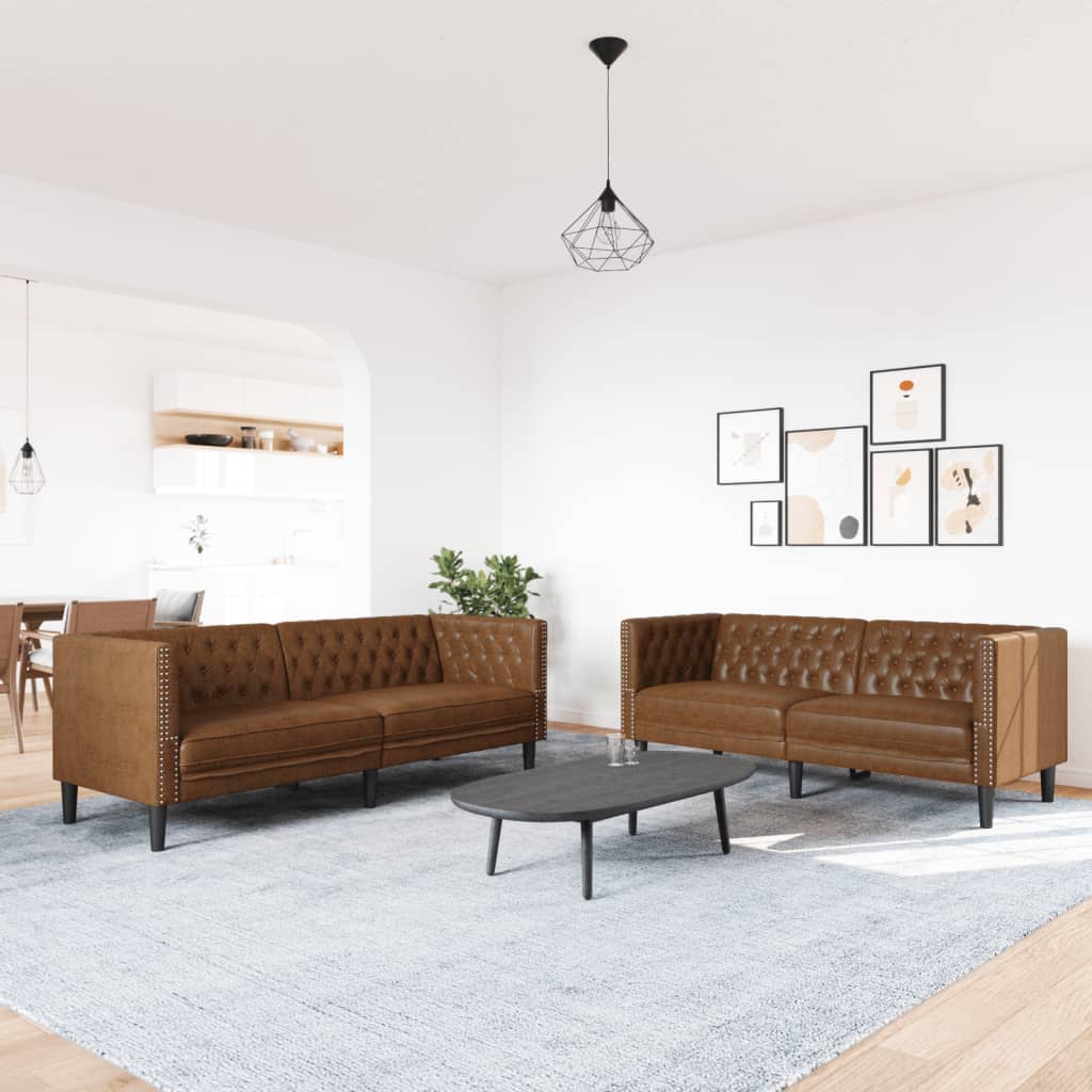 Ensemble de canapé Chesterfield en similicuir - Modèle Arthur