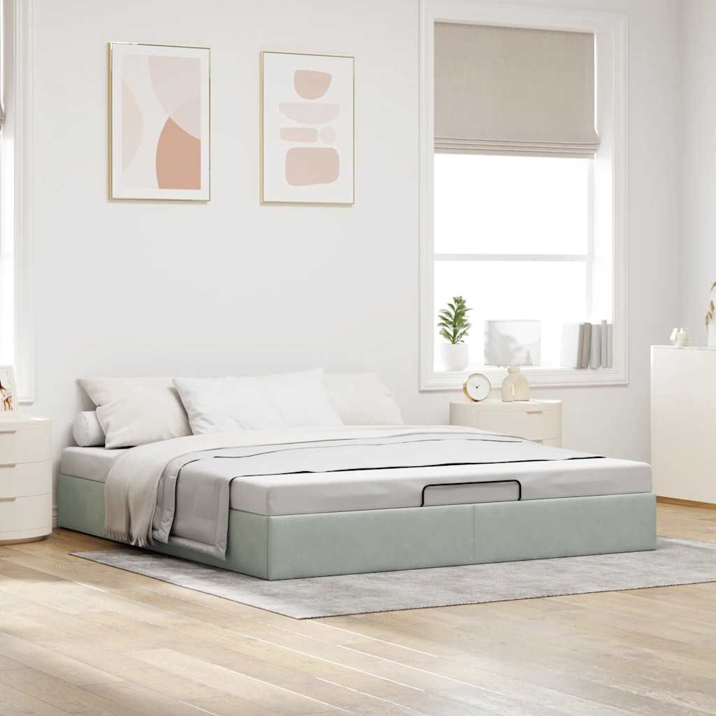 Lit coffre ottoman en velours - Modèle Eden