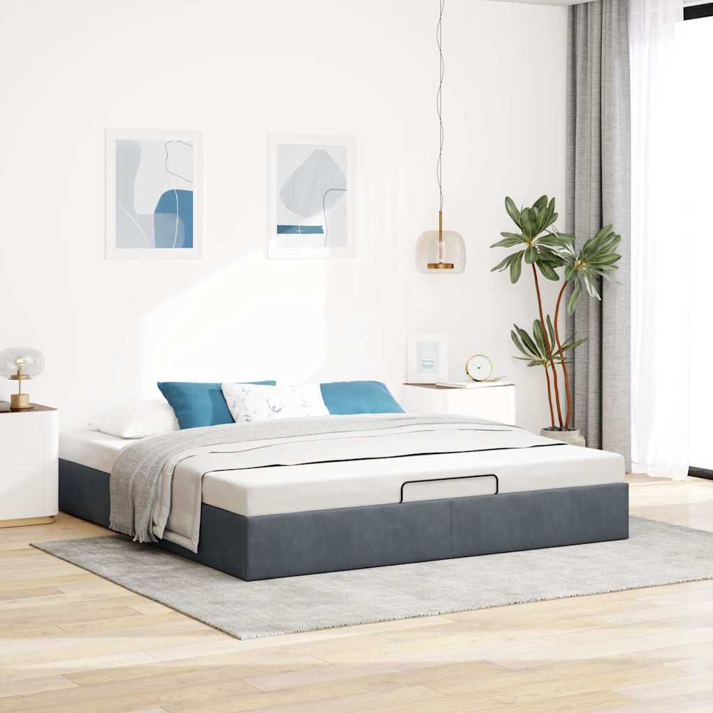 Lit coffre ottoman en velours - Modèle Eden