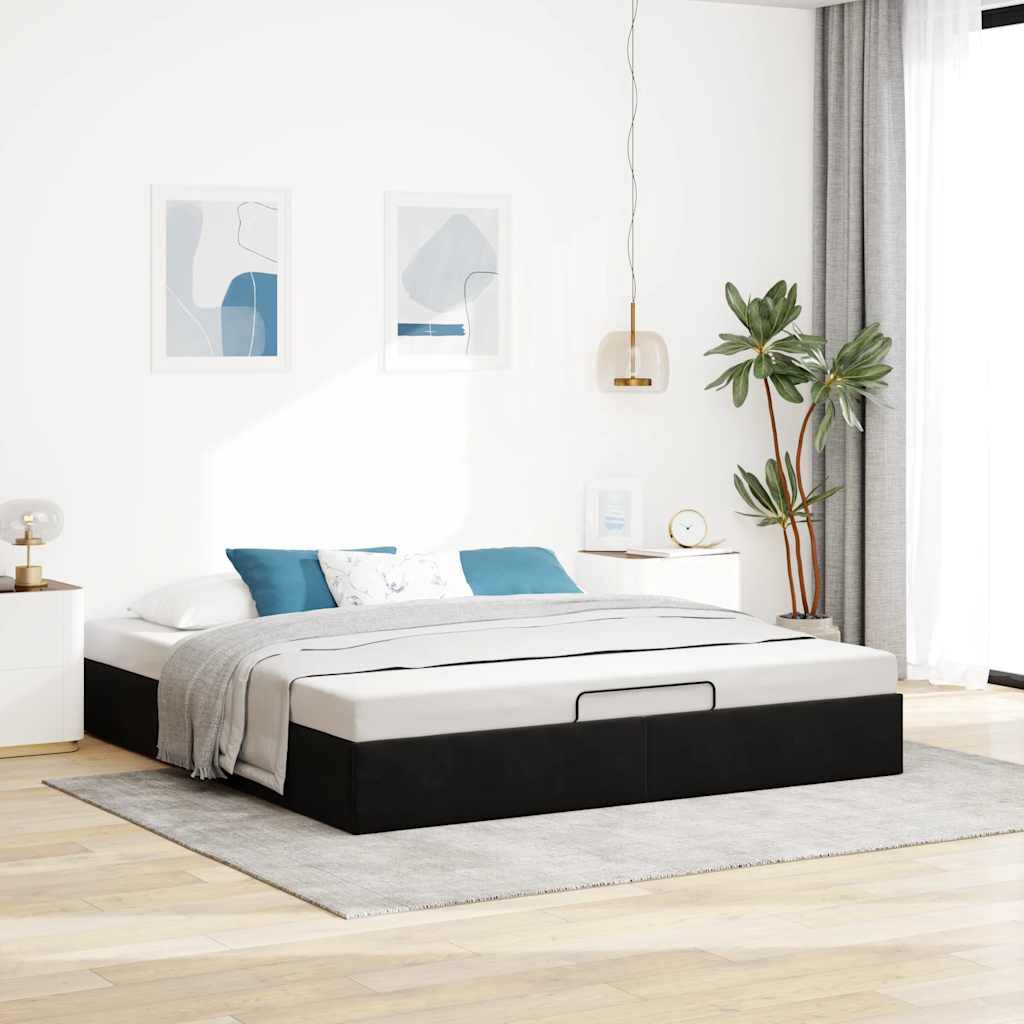 Lit coffre ottoman en velours - Modèle Eden