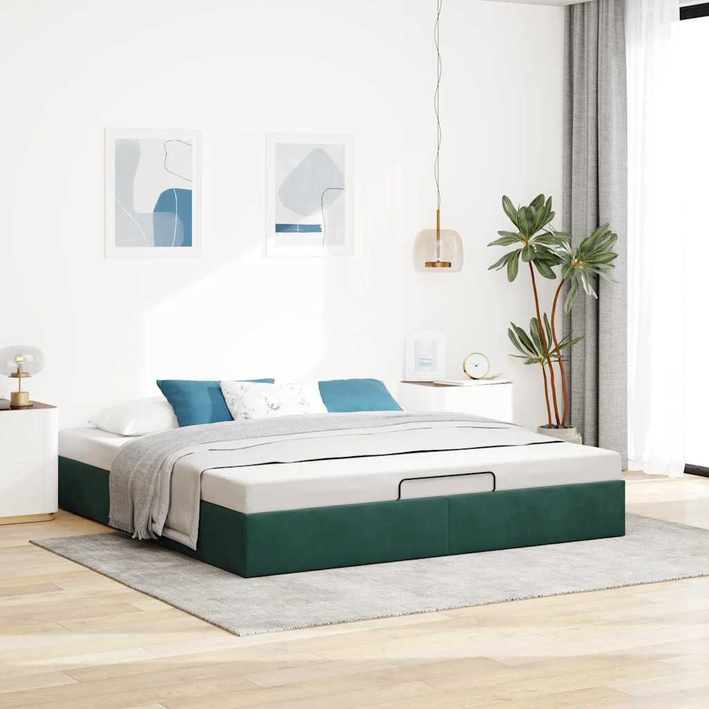 Lit coffre ottoman en velours - Modèle Eden