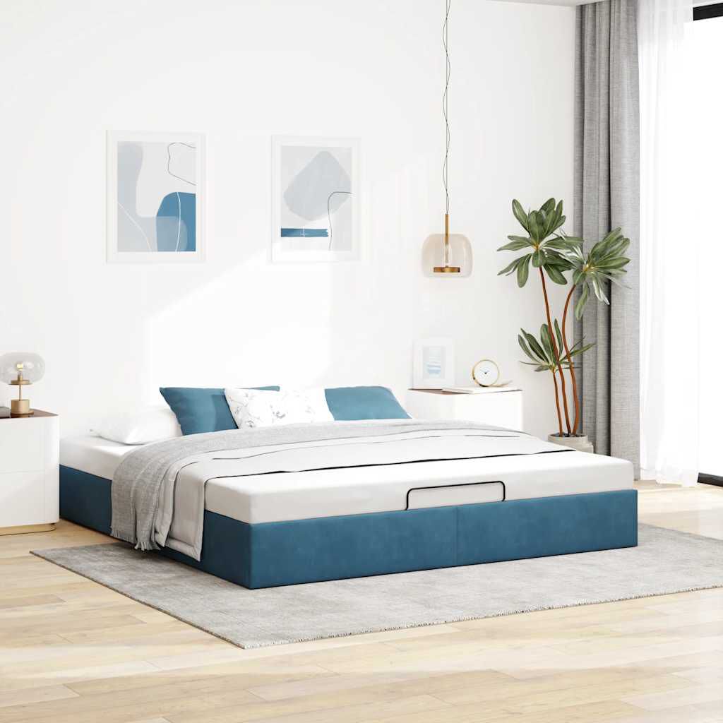 Lit coffre ottoman en velours - Modèle Eden