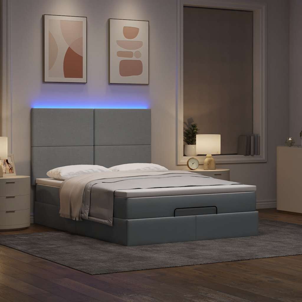 Lit coffre ottoman avec matelas - surmatelas - tête de lit XL - Modèle Eléonore