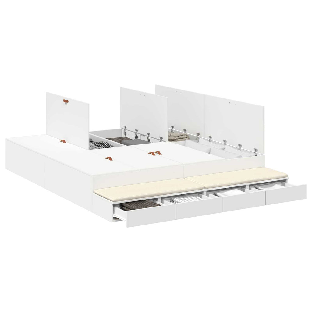 Lit coffre en bois avec rangement - matelas inclus - Modèle Naya