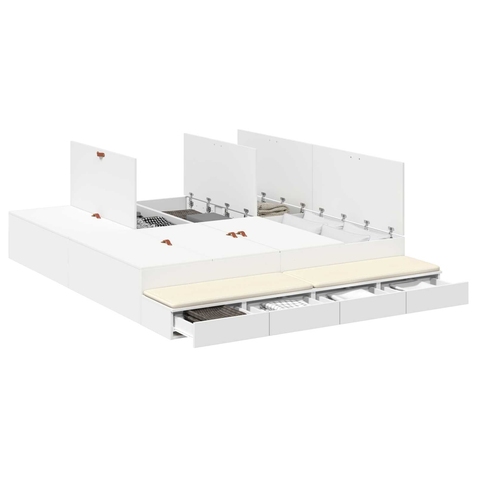 Lit coffre en bois avec rangement - matelas inclus - Modèle Naya