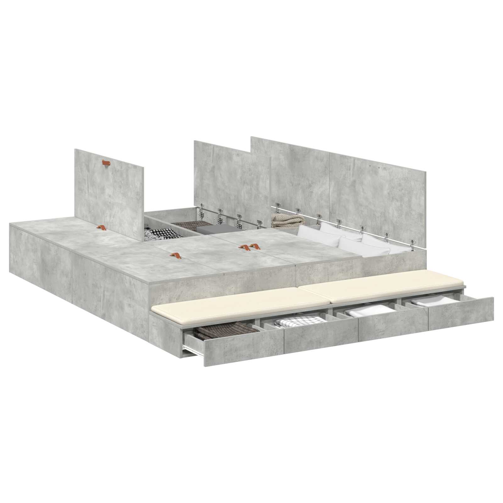 Lit coffre en bois avec rangement - matelas inclus - Modèle Naya