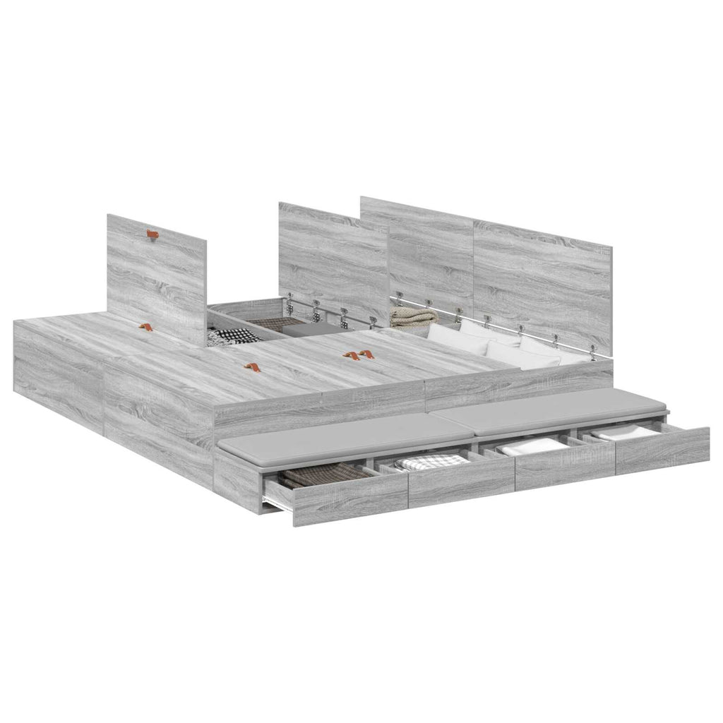 Lit coffre en bois avec rangement - matelas inclus - Modèle Naya