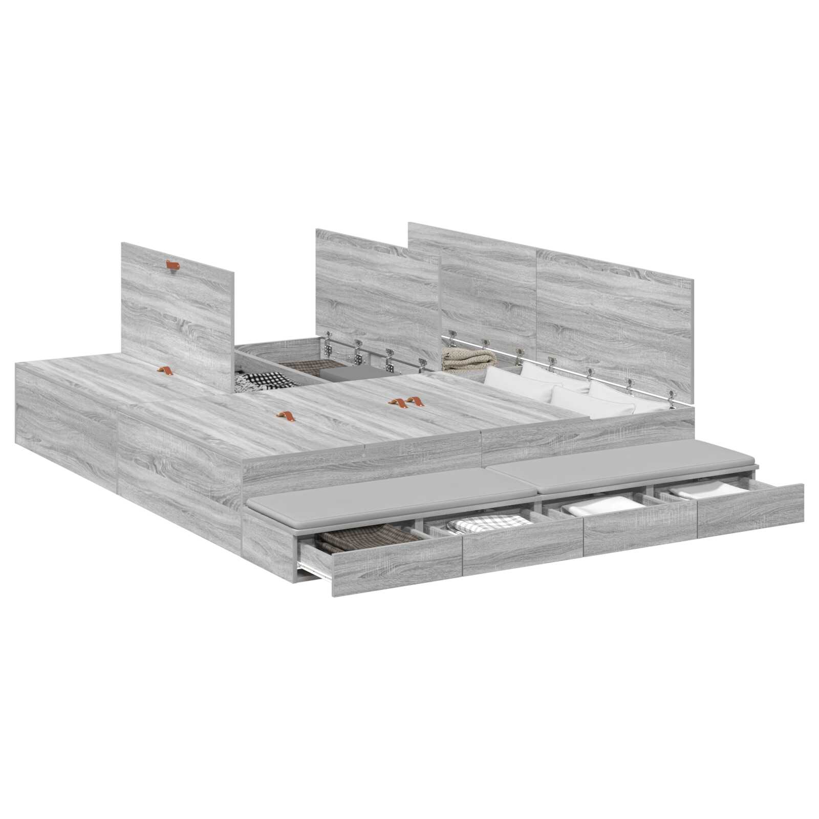 Lit coffre en bois avec rangement - matelas inclus - Modèle Naya