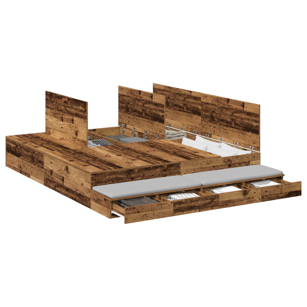Lit coffre en bois avec rangement - matelas inclus - Modèle Naya