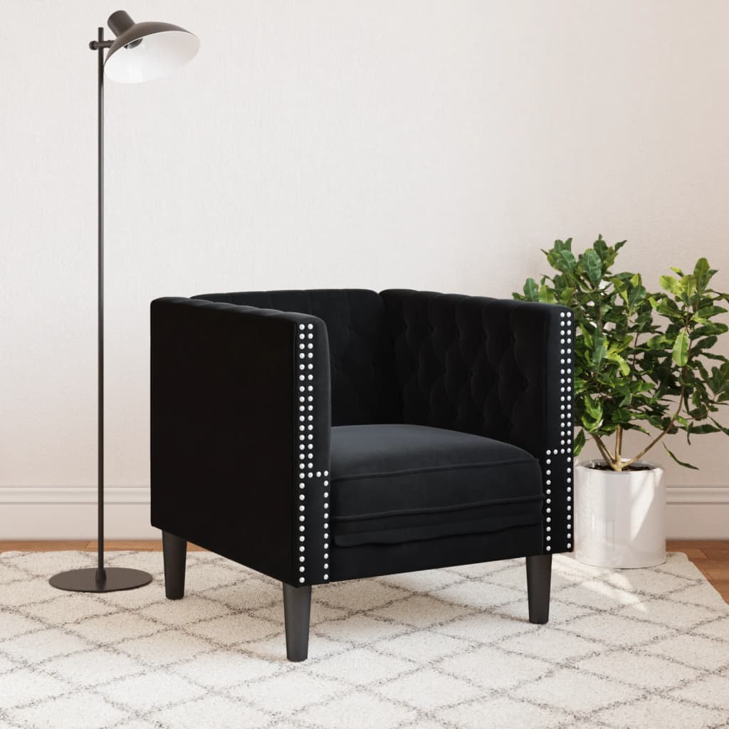 Fauteuil Chesterfield en velours - Modèle Georges
