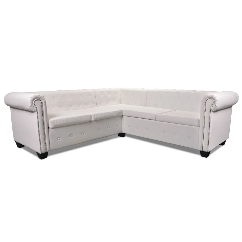 Canapé d'angle Chesterfield en similicuir - Modèle Clément