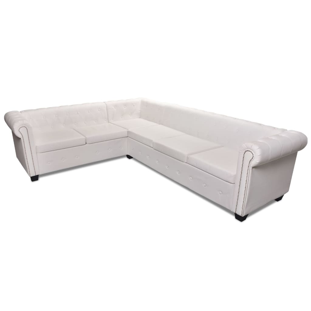 Canapé d'angle Chesterfield en similicuir - Modèle Clément