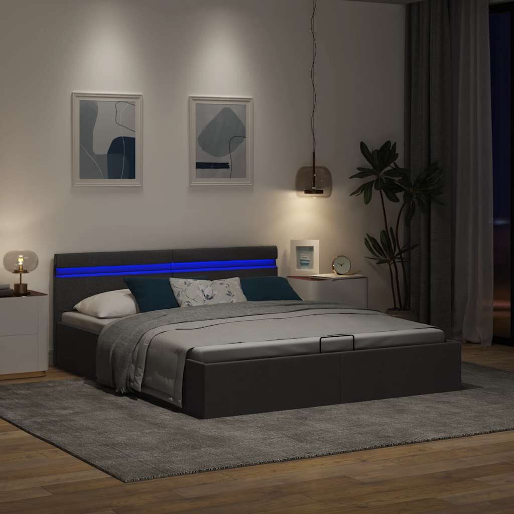 Lit coffre à LED avec rangement hydraulique - Modèle Nova