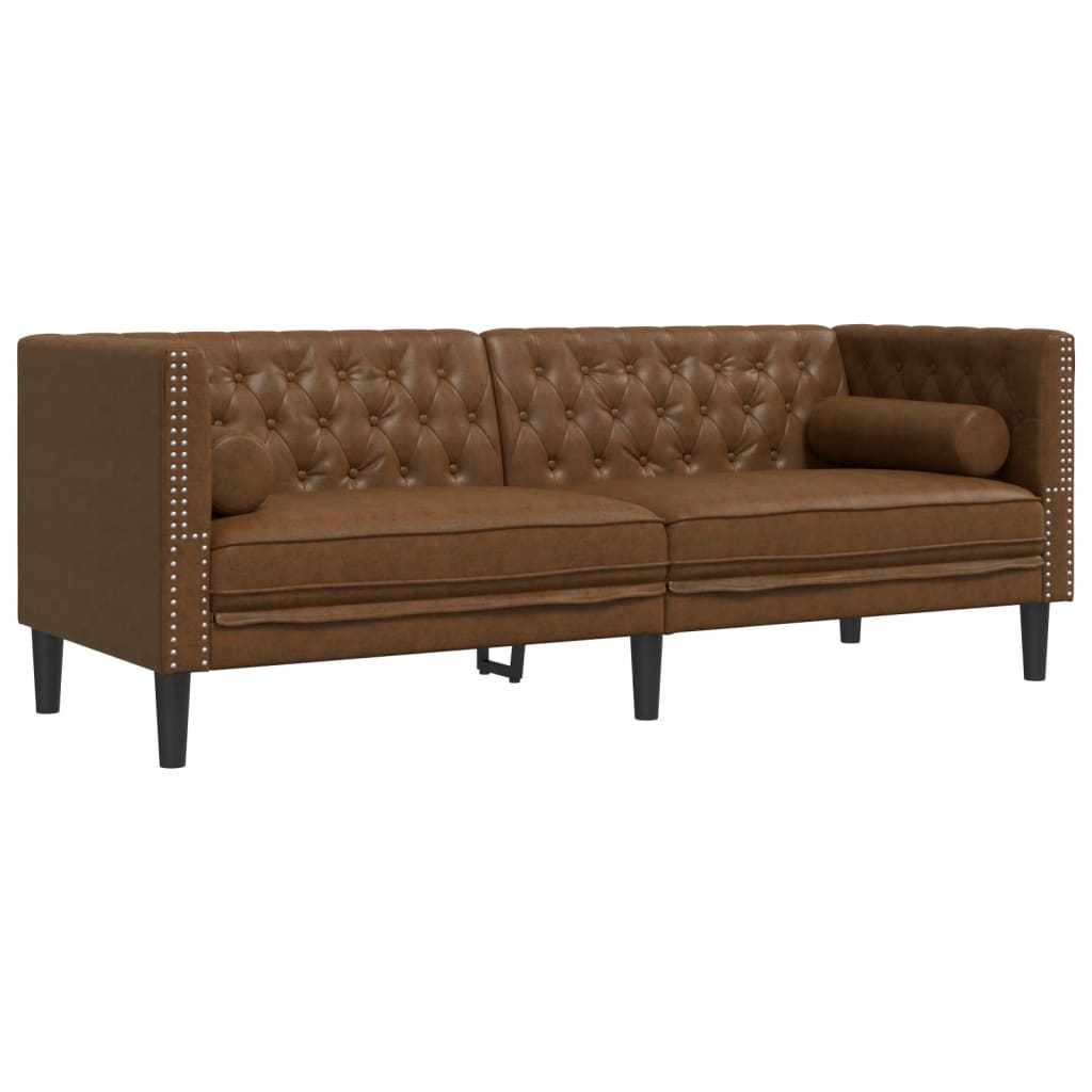 Ensemble de canapé Chesterfield avec traversins en velours - Modèle Raphaël