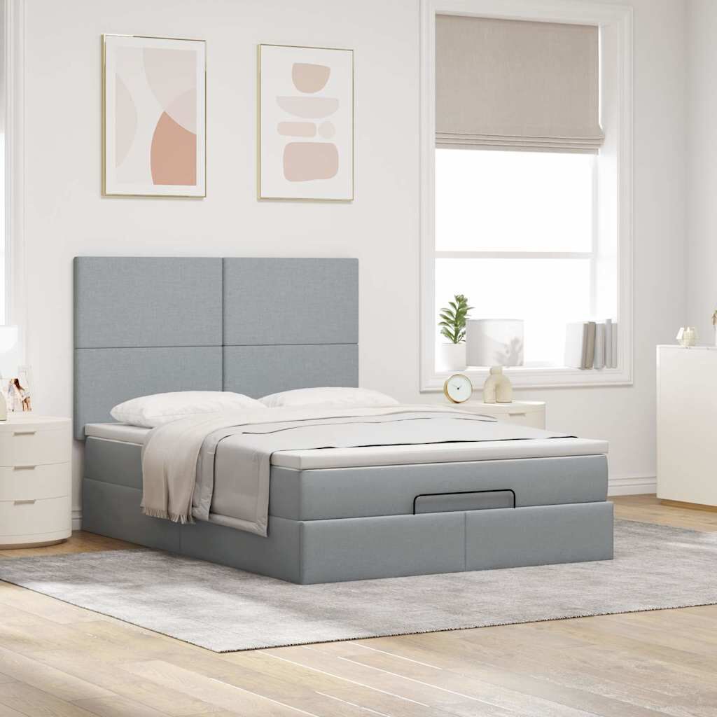 Lit coffre ottoman avec matelas - surmatelas - tête de lit XL - Modèle Eléonore
