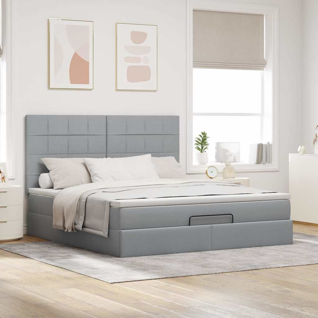 Lit coffre ottoman avec matelas - surmatelas - tête de lit XL - Modèle Eléonore