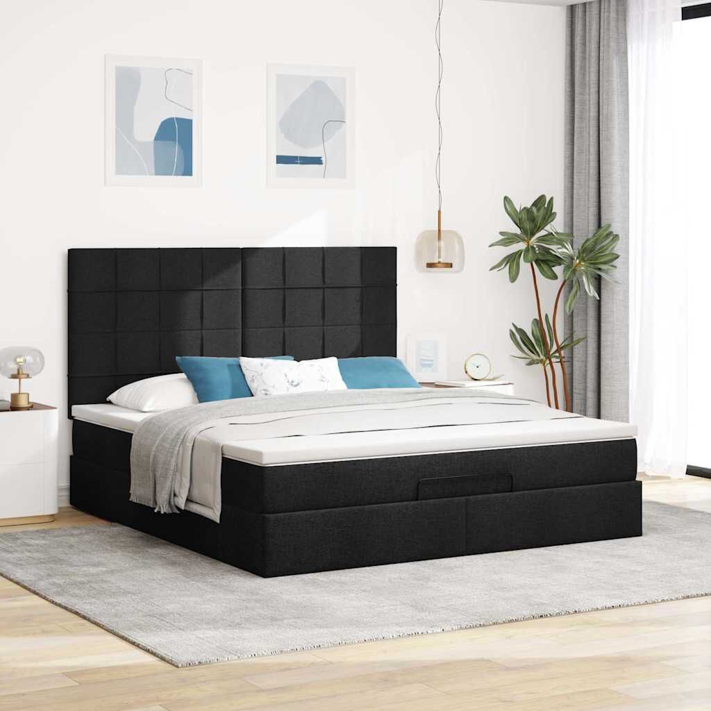 Lit coffre ottoman avec matelas - surmatelas - tête de lit XL - Modèle Eléonore