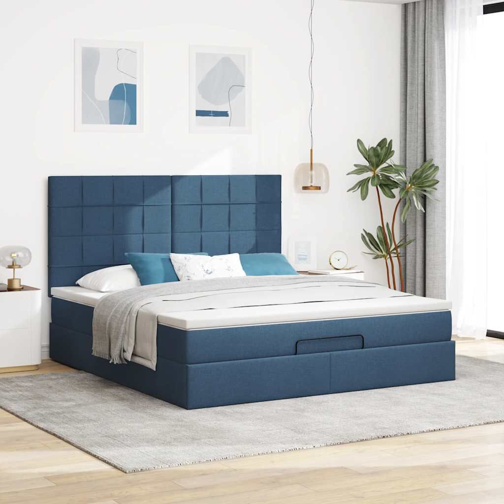 Lit coffre ottoman avec matelas - surmatelas - tête de lit XL - Modèle Eléonore