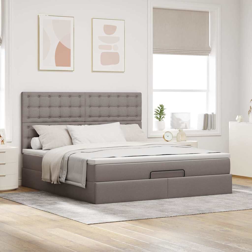 Lit coffre ottoman avec matelas - surmatelas - tête de lit XL - Modèle Eléonore