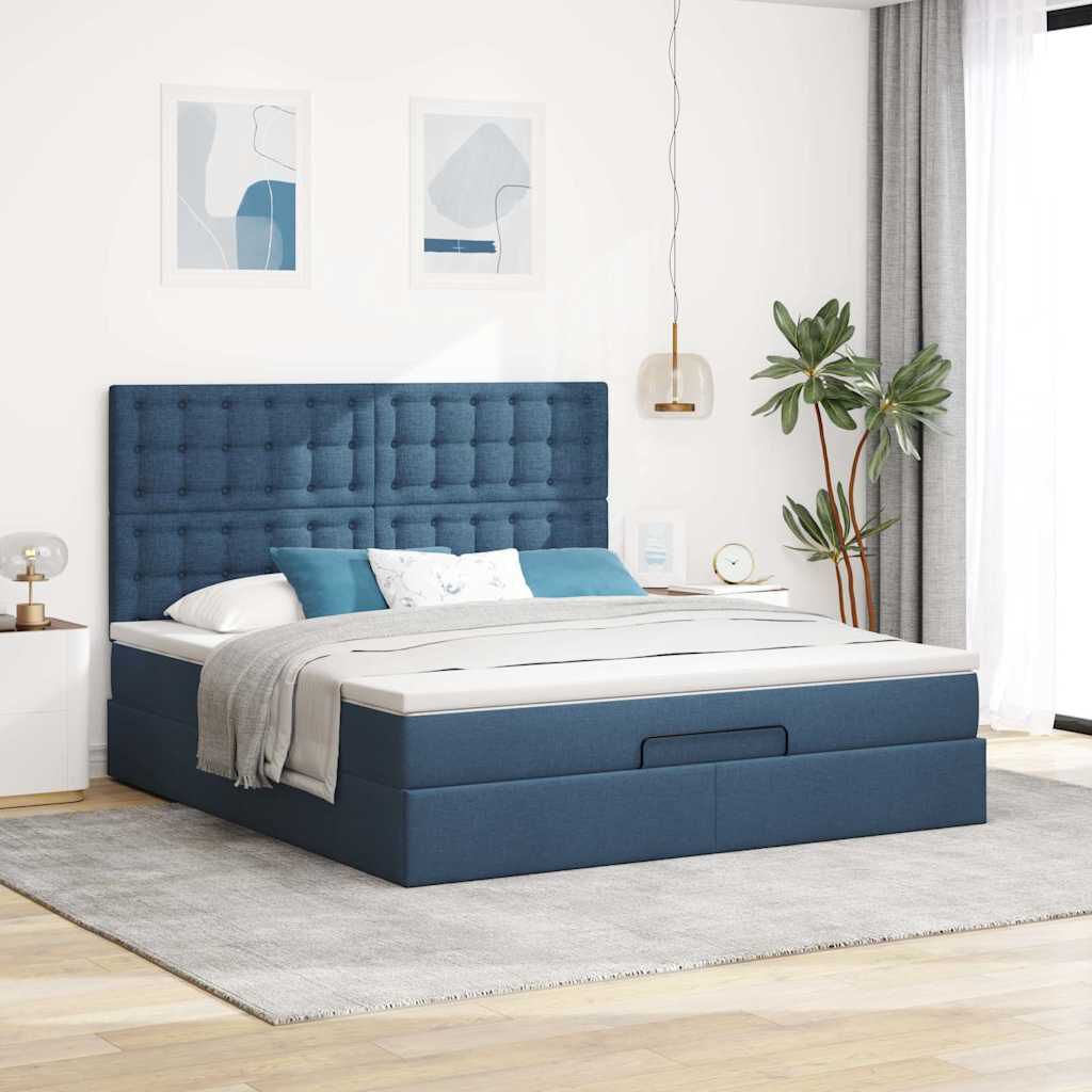 Lit coffre ottoman avec matelas - surmatelas - tête de lit XL - Modèle Eléonore
