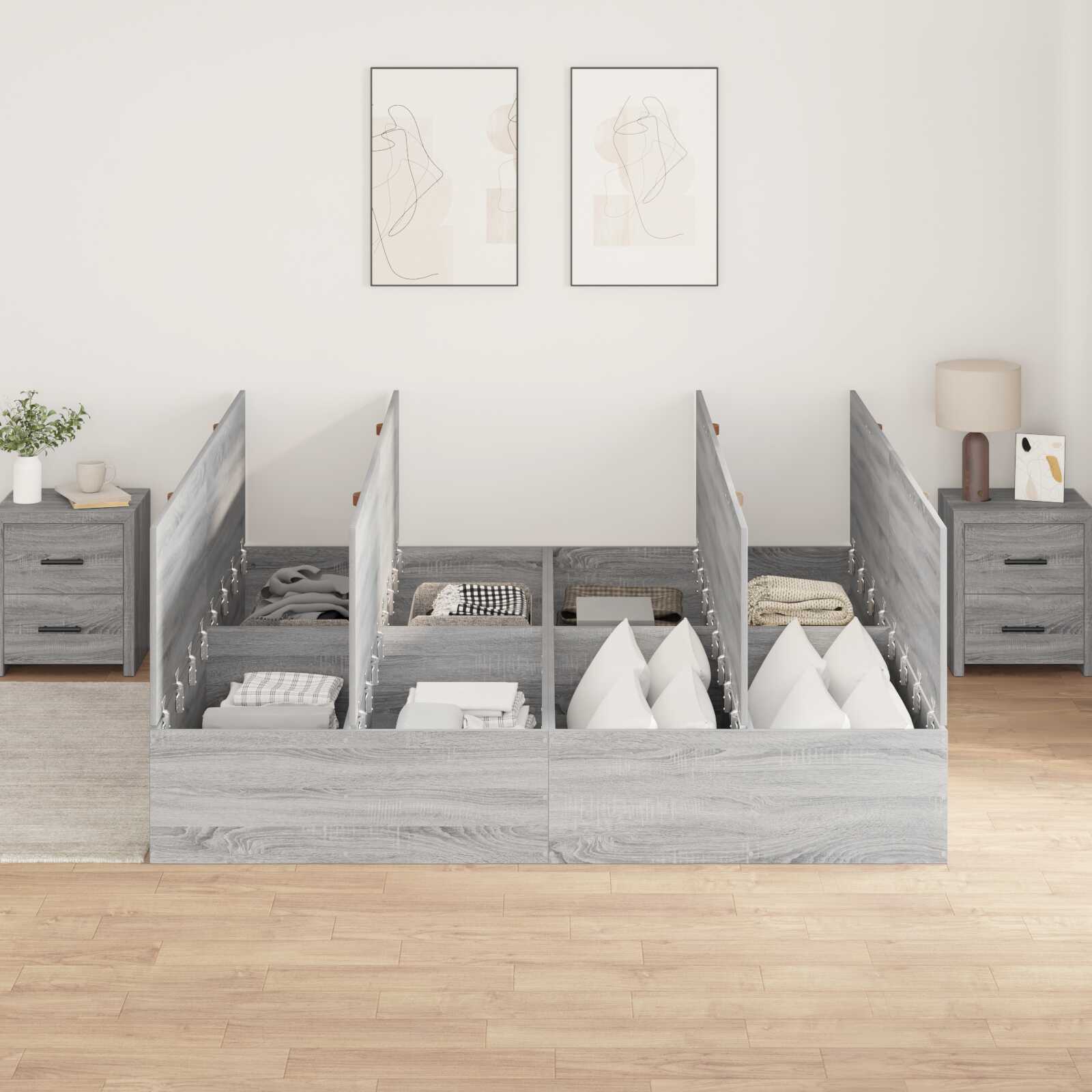 Lit coffre en bois avec rangements - Modèle Lyséa
