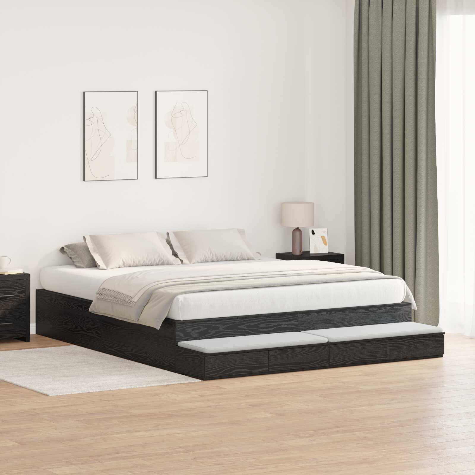 Lit coffre en bois avec rangement - matelas inclus - Modèle Naya