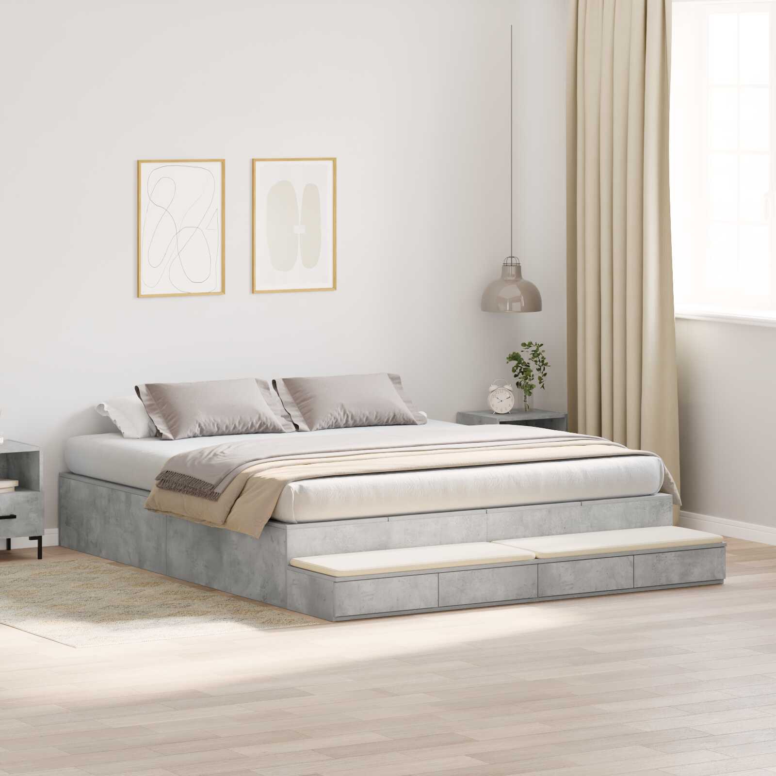 Lit coffre en bois avec rangement - matelas inclus - Modèle Naya