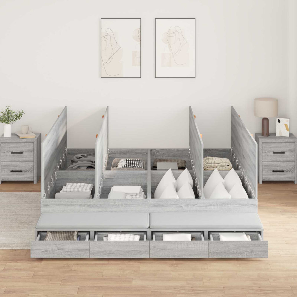 Lit coffre en bois avec rangement - matelas inclus - Modèle Naya